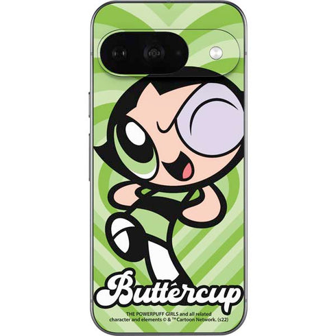 Cartoon Network Powerpuff Girls Buttercup Green Hearts Google Pixel 9 Skin